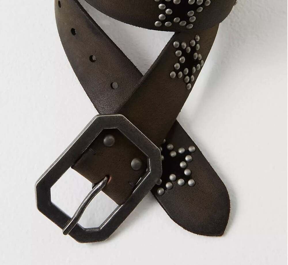Free People Starcrossed Studded Belt Midnight Black size small 40 inches